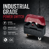 Interrupteur à bascule industriel SUDA RS-120 3A 250VAC 3 positions I O II avec actionneur rouge certifié CE IP40 pour alimentation