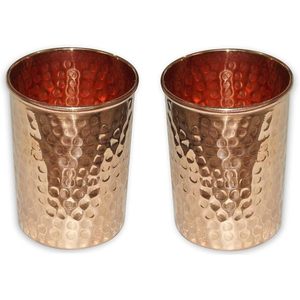 PARIJAT Handicrafts 7-Piece Set Hammered Copper Jug Pitcher 6 Glass Tumblers for Water Serving for Restaurant <b>Drink</b> <b>Dispensers</b> - Product Image 6