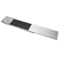 Chargeur de téléphone sans fil en alliage d'aluminium commercial avec couvercle coulissant et prise de table avec 2 ports USB