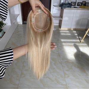 Topper capillaire mono base 5x6, couleur blonde, 100% cheveux vierges européens, clip-in pour femme souffrant de perte de cheveux - Product Image 3