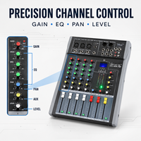ET-40SUSB Mini table de mixage audio 4 canaux Bluetooth USB MP3 avec égaliseur 3 bandes et alimentation fantôme 48V pour l'enregistrement à domicile, le streaming en direct et les podcasts