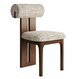<b>Dining</b> <b>Chair</b> Upholstered Solid Wood Retro Backrest Minimalist Design For <b>Dining</b> Room - Product Image 4
