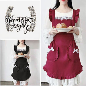 可定制三件套围兜日式围裙薄款韩版褶边蕾丝家居厨房用美甲棉质材质LOGO - Product Image 3