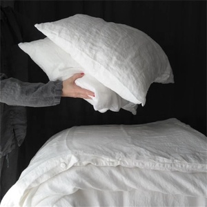 奶油白色染色高品质纯法国亚麻床单有机亚麻床上用品天然4PCS床单套装 - Product Image 4