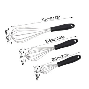 Lot de 3 fouets en acier inoxydable, écologiques, compatibles <span class=keywords><strong>lave</strong></span>-<span class=keywords><strong>vaisselle</strong></span>, 9, 11 et 12 pouces, pour battre les œufs, mélanger, fouetter et remuer - Product Image 2