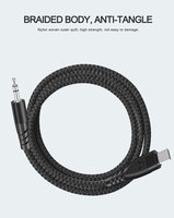 Câble audio personnalisé DC 3,5 mm vers USB-C avec tressage en nylon durable pour iPhone 14, 15, 16, 17 et écouteurs/haut-parleurs