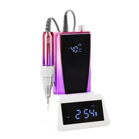Salon Grade 45W Kohle bürste Vibrations arme 40000 U/min Nagel bohrkit Efile-System mit Power Bank Clock Base Station