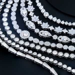 สร้อยข้อมือเทนนิสประดับเพชรโมอิสซาไนต์เต็มเม็ด ทองคำขาว 18K และสร้อยข้อมือแบบเชื่อมต่อ เงินแท้ 925 สไตล์ฮิปฮอป เครื่องประดับหรูหราทันสมัย - Product Image 3