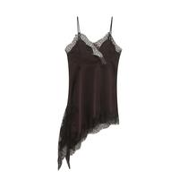 Nouvelle Robe Mini Asymétrique Sexy ZATRHMBM pour Femme, Printemps/Automne 2025, à Bretelles Rétro et Dentelle