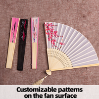 Éventail pliant portable en bambou, doublure en soie imprimée, accessoire de danse classique, cadeau de mariage