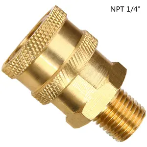 1/4 “男 NPT 压力电源垫圈快速连接耦合器转换器 4000PSI 黄铜快速耦合适配器