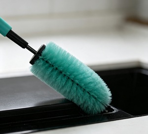 Handheld Auto Rim Detailing Brush Bright Green Non Scratch PP Bristle Sturdy Grip for Household Car Truck Wheel Hub Washing Care