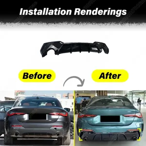 Pour Série 4 G22 G23 Facelift M Sport 2020 2021 2022 2023 2024 Kit de modification du diffuseur de pare-chocs arrière et du becquet arrière automobile - Product Image 2