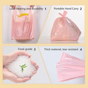 ถุงพลาสติกหัวหม่าเหิงชุน 50 แพ็ค 8.65×12.5 นิ้ว พร้อมหูหิ้ว ถุงเสื้อยืดสำหรับการขายปลีกและการจัดเก็บอาหารแบบหนาพิเศษ - Product Image 6