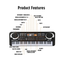 Órgano Electrónico con Teclado de 61 Teclas Simulación de Piano con Micrófono