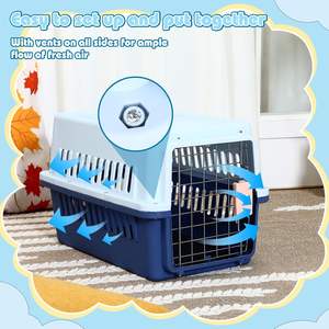 กระเป๋าใส่สัตว์เลี้ยงแบบแข็ง ทำจากพลาสติก สำหรับสุนัขและแมว พร้อมประตูแบบลวดและแผ่นรองทำความเย็น ระบายอากาศได้ดี ติดตั้งง่าย - Product Image 6