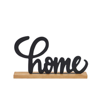 Sculpture contemporaine en métal et bois rectangulaire MR, faite à la main, pour la décoration de la maison, décoration de table, logo personnalisé