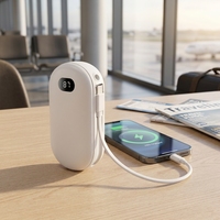 Batterie externe 10000mAh 22.5W à charge rapide avec écran LED et câble Type-C intégré, chargeur portable pour les voyages, le bureau et les trajets quotidiens