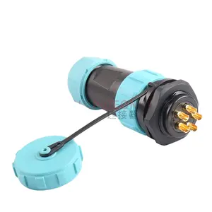 SP blue-green TS21 5-core butt joint nut joint circular SP waterproof aviation plug socket connector with complete specification