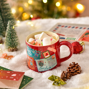 Tasse à café en céramique rouge exquise de grande valeur esthétique Lelyi pour Noël et le Nouvel An, compatible lave-vaisselle et micro-ondes - Product Image 5