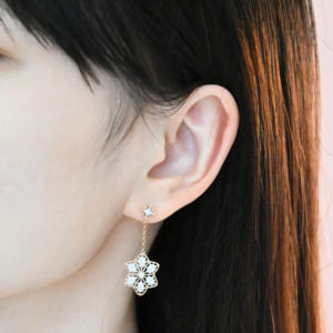 Pendientes de Oro Sólido de 18K de Alta Calidad, Hechos a Mano, con Diamantes Naturales Reales, Joyería de Lujo para Mujer - Product Image 6