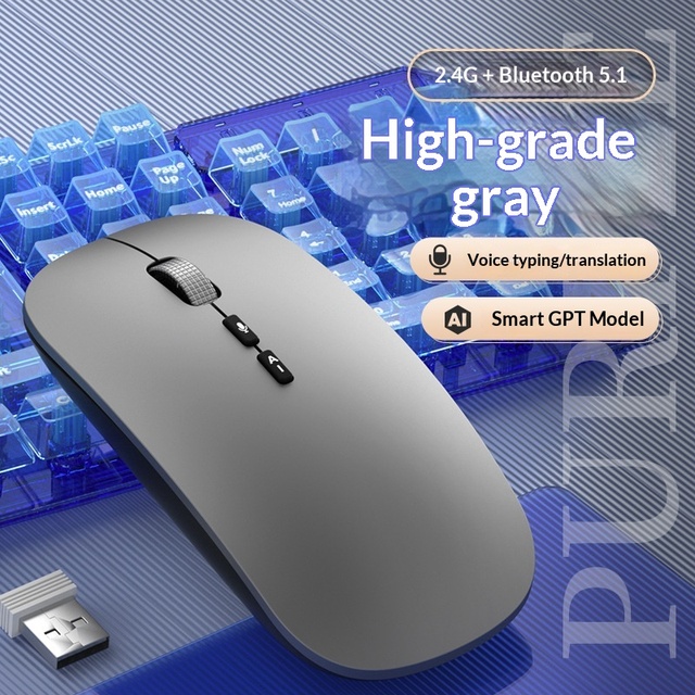 Factory AI Intelligent Wireless USB Optical Sensor Mouse Three-Mode Rechargeable Voice Control Translation PPT Stock Ergonomic