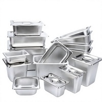 Großhandel Edelstahl Gastronorm-Behälter Stapelbare Dampfgarerpfanne GN Lebensmittelbehälter mit Deckel für Buffet Catering Restaurant