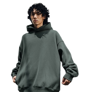 Sudaderas con Capucha de Lujo de Algodón de Doble Capa, Gruesas y Pesadas, Negras, Personalizadas de Estilo Hip Hop, Sin Etiquetas - Product Image 1