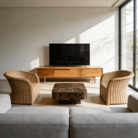 Table basse en marbre brun personnalisée de luxe, base cubique en marbre brun Emperador unique et moderne, meubles de salon