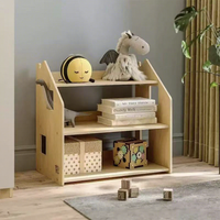 Étagère à livres moderne de qualité supérieure à quatre niveaux pour bibliothèque en bois avec design de fenêtre latérale, mobilier éducatif de haute qualité