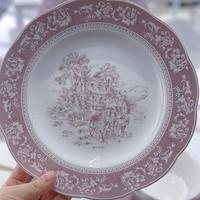 Service de vaisselle en céramique violette style français romantique 2026 avec boîte cadeau pour 2, 4, 6 ou 10 personnes – Assiettes et bols