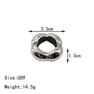 Estilo europeo y americano Ins personalidad flor hueca anillo geométrico liso anillo de lujo ligero para mujer joyería - Product Image 4