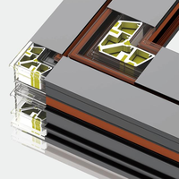 Ventana Abatible de Aleación de Aluminio con Rotura de Puente Térmico, Espaciador de Borde Cálido, Vidrio Triple Aislante, Certificación Energy Star, Resistente al Viento, para Villas y Hoteles