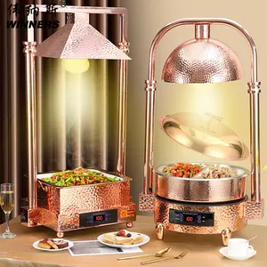 جهاز تقديم الطعام الذهبي الوردي على الطراز الصيني مزود بمصباح يُستخدم كمنضدة بوفية يُستخدم كمنضدة طعام وحدة تدفئة