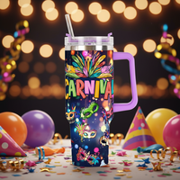 Gourde isotherme américaine Mardi Gras en acier inoxydable 40 oz à double paroi avec affichage LED de la température, anti-fuite, pour fêtes et vacances