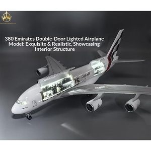 Maquette d'<span class=keywords><strong>avion</strong></span> A380 Emirates à double <span class=keywords><strong>porte</strong></span> avec lumières et roues, décoration d'<span class=keywords><strong>avion</strong></span> statique simulée - Product Image 1