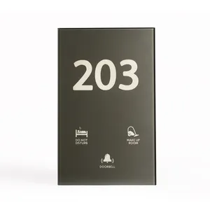 Latest Gray Smart Hotel Tempered Glass Customized Hotel Room Number Electronic Doorplate with DND MUR and Doorbell Function