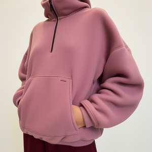 Logo personnalisé hiver femmes extérieur <span class=keywords><strong>polaire</strong></span> Polo vestes 1/4 fermeture éclair à manches longues hiver <span class=keywords><strong>polaire</strong></span> sport de plein air vestes manteaux sweats à capuche - Product Image 5