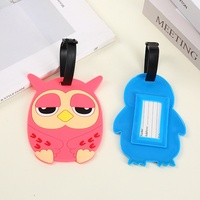 Étiquette de bagage créative en PVC souple pour enfants, motif animal de dessin animé, étiquette nominative pour valise, pendentif d'identification, sangle anti-perte