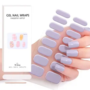 2023 New Product Diy Designs Nail Wraps Polish Strips Gel Nail Polish Stickers Custom Logo Led Semi Cured Gel Nail Wraps Uv