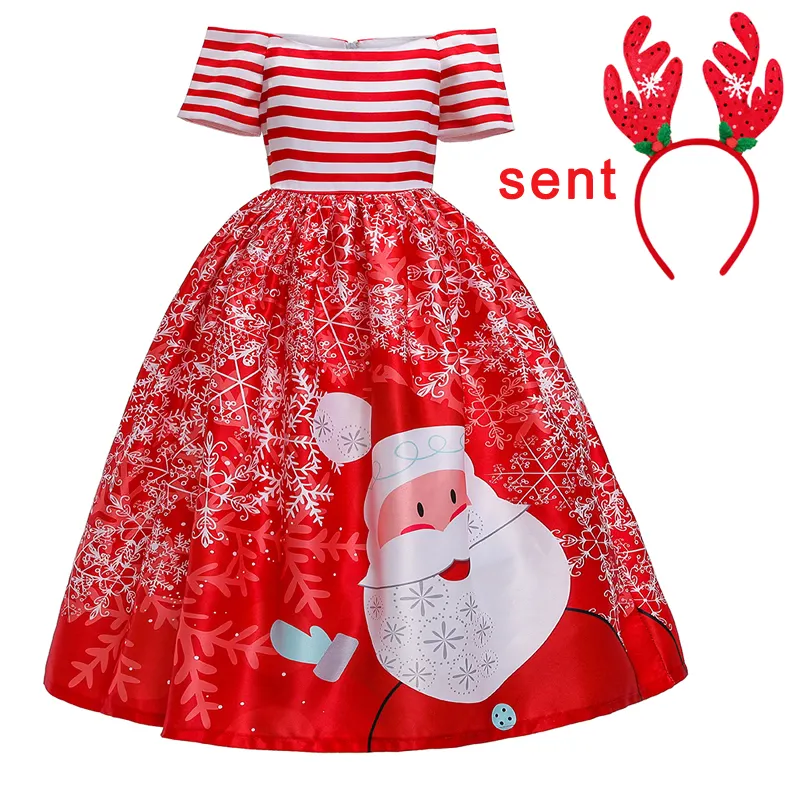 Mqatz Hot Selling Meisjes Kerstman Printing Kerst Jurken Kinderen Halloween Christmas Party Kleding