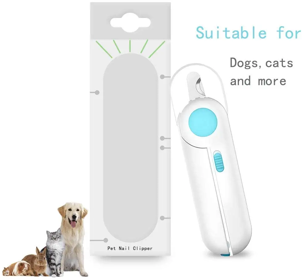 Cortador de unhas para gato e cachorro, luz led, profissional, para segurança, para unhas de animais de estimação, para unhas com lixa escondida