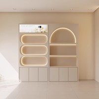 Vitrine de présentation de produits cosmétiques sur mesure pour salon de beauté, salon de manucure, étagères de rangement à plusieurs niveaux avec éclairage LED