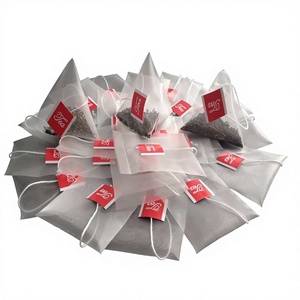 Sacchetti a piramide triangolare in nylon usa e getta 2026 per alimenti, con cordino e etichetta, termosaldabili, per erbe e tè sfuso - Product Image 1