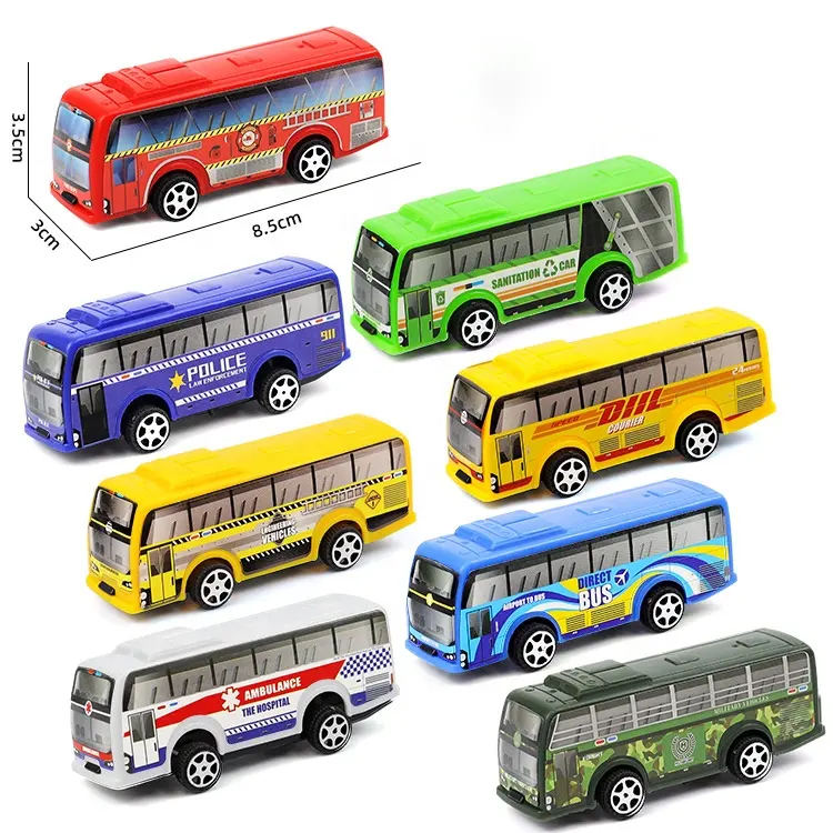 2024 Novo atacado Diecast veículos de brinquedo para crianças novo puxar para trás diecast mini liga brinquedos cidade ônibus fundido carro de brinquedo ônibus