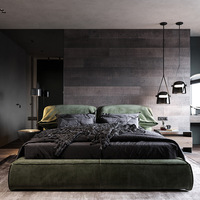 Cadre de Lit Double Moderne de Luxe, Tailles Queen et King, Ensemble de Meubles de Chambre Rembourrés Haut de Gamme