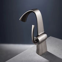 Grifo de lavabo de baño de cerámica moderno con diseño elegante de un solo Mango para grifos de lavabo contemporáneos