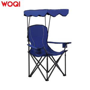 Silla de Camping Woqi con Toldo, Plegable, Reclinable, Marco de Aluminio, Tela Oxford Azul, para Jardín, Playa y Exteriores - Product Image 2