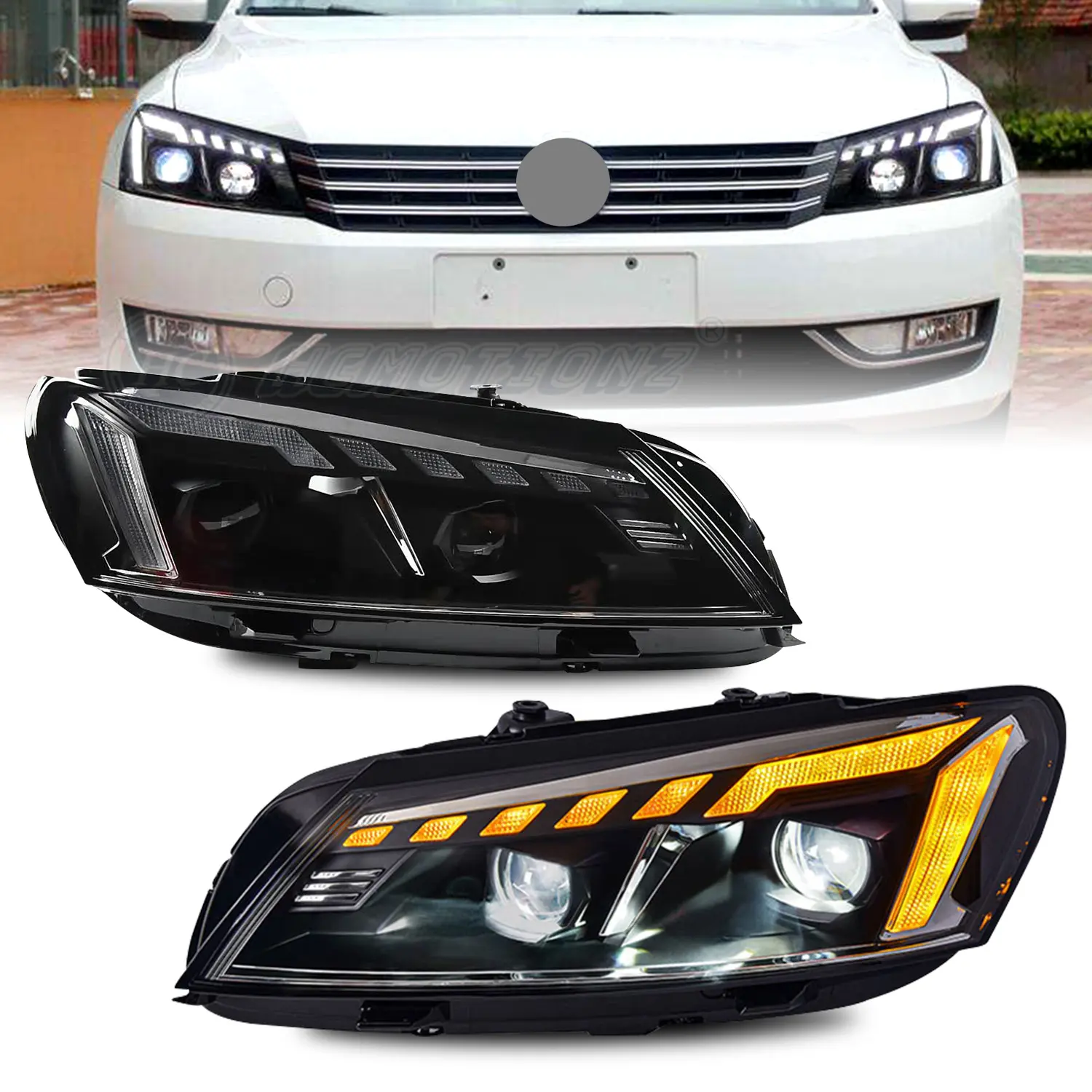 Hcmotionz Auto Assemblage Accessoires Voorlichten Vw 2011-2015 Opstart Animatie Drl Led Koplampen Voor Volkswagen Passat B7