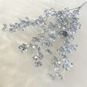 Elegante decoración para el hogar hecha a mano plástico Rosa oro flores hojas artificiales plantas de imitación oro plata - Product Image 5